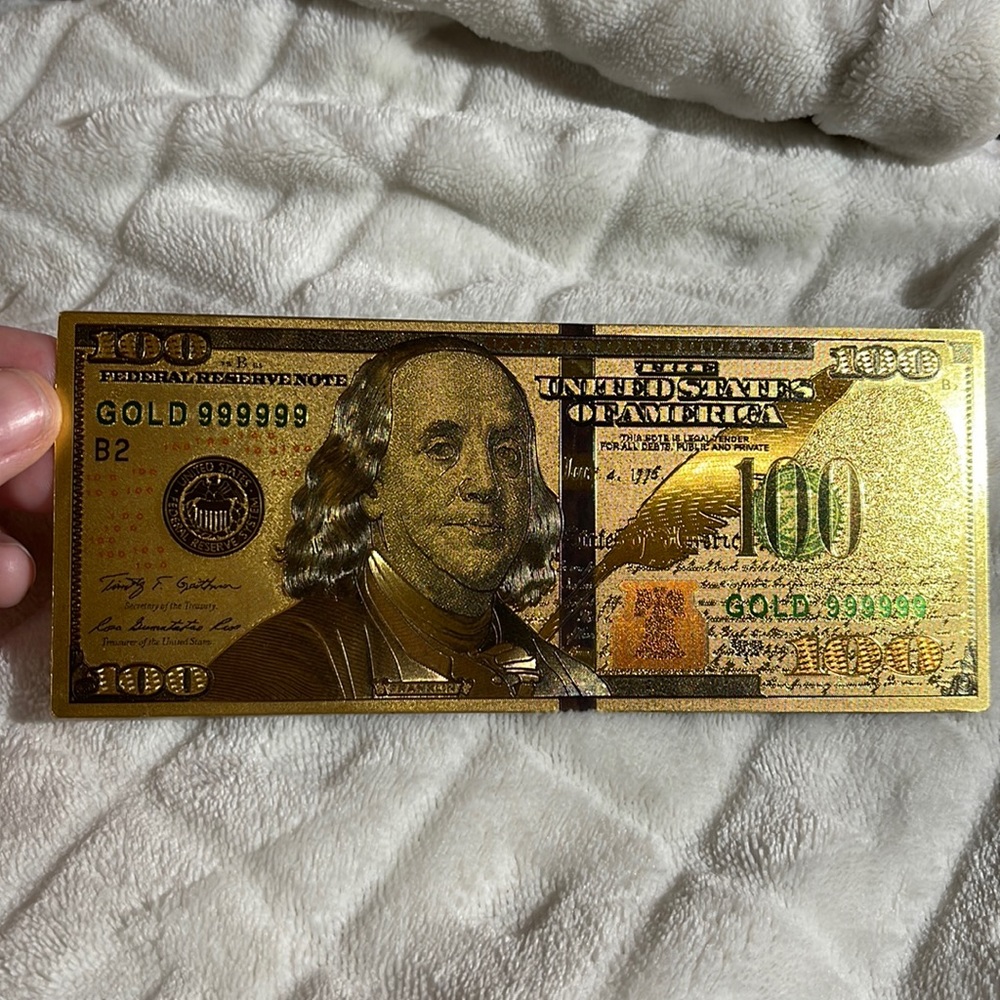 💰💵 Gold Novelty $100 Bill Brand New 💸💰